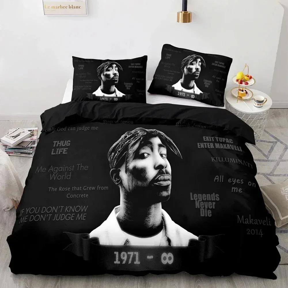 

2Pac Tupac Amaru Shakur Bedding Set Printed Bed Set With Pillowcase Bed Duvet Cover Soft Queen King Size Bedclothes Home 150*200cm 3pcs