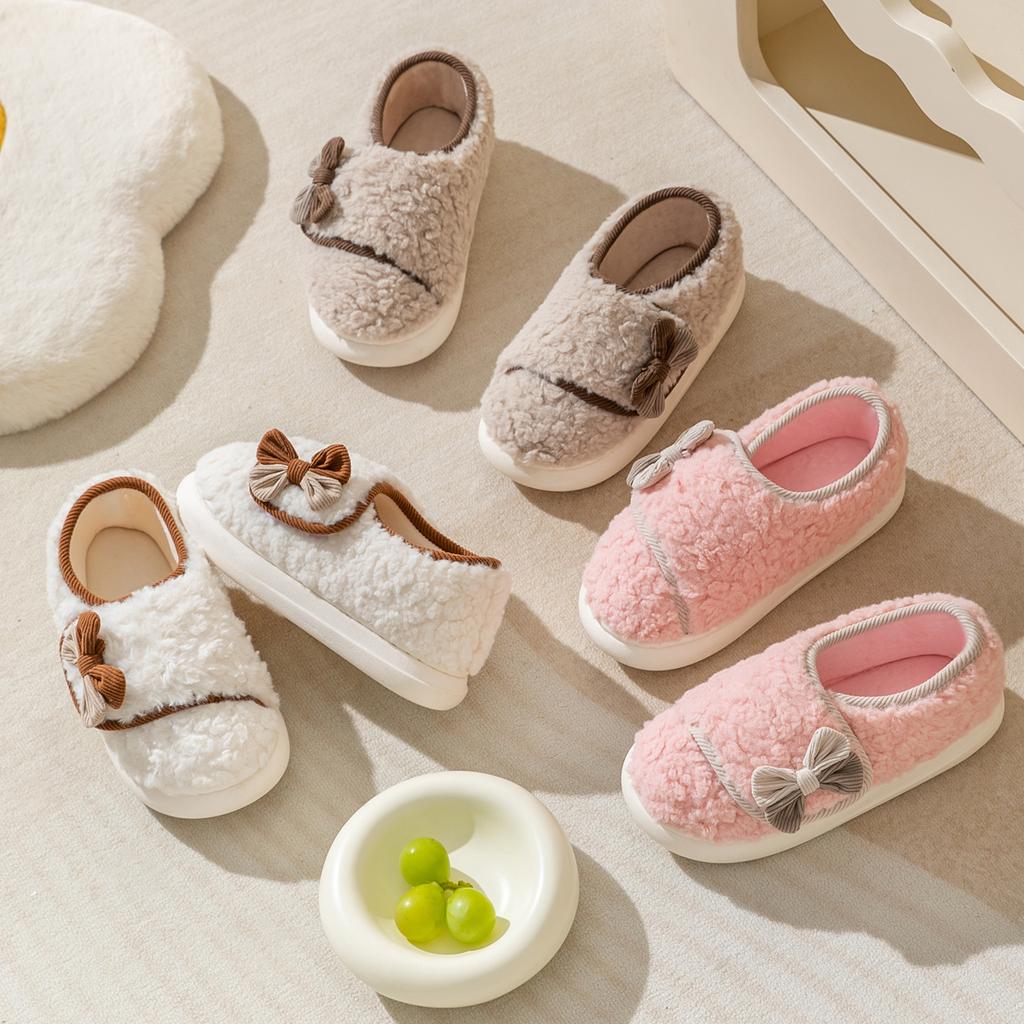 Women Cotton Slippers Plush Warm Thick Bottom Slides Breathable Soft Non-slip Slippers Indoor Outdoor Casual Slippers
