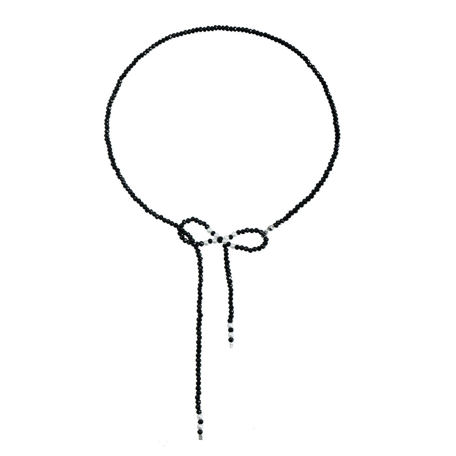 Dark Less Pearl Bow Clavicle Chain Design Sense Premium Simple Necklace Set