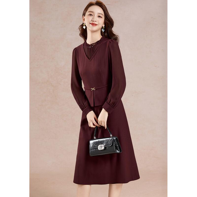 Elegant Spliced Faux Two-Piece Midi Dress