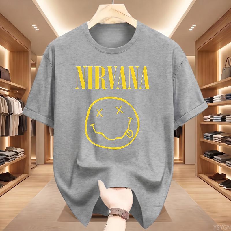Nuova T-shirt Unisex Nirvana Rock Band 100% Cotone Stile Hiphop Unisex e Unisex Oversize Y2K Tee Casual Larga per Esterno Strada