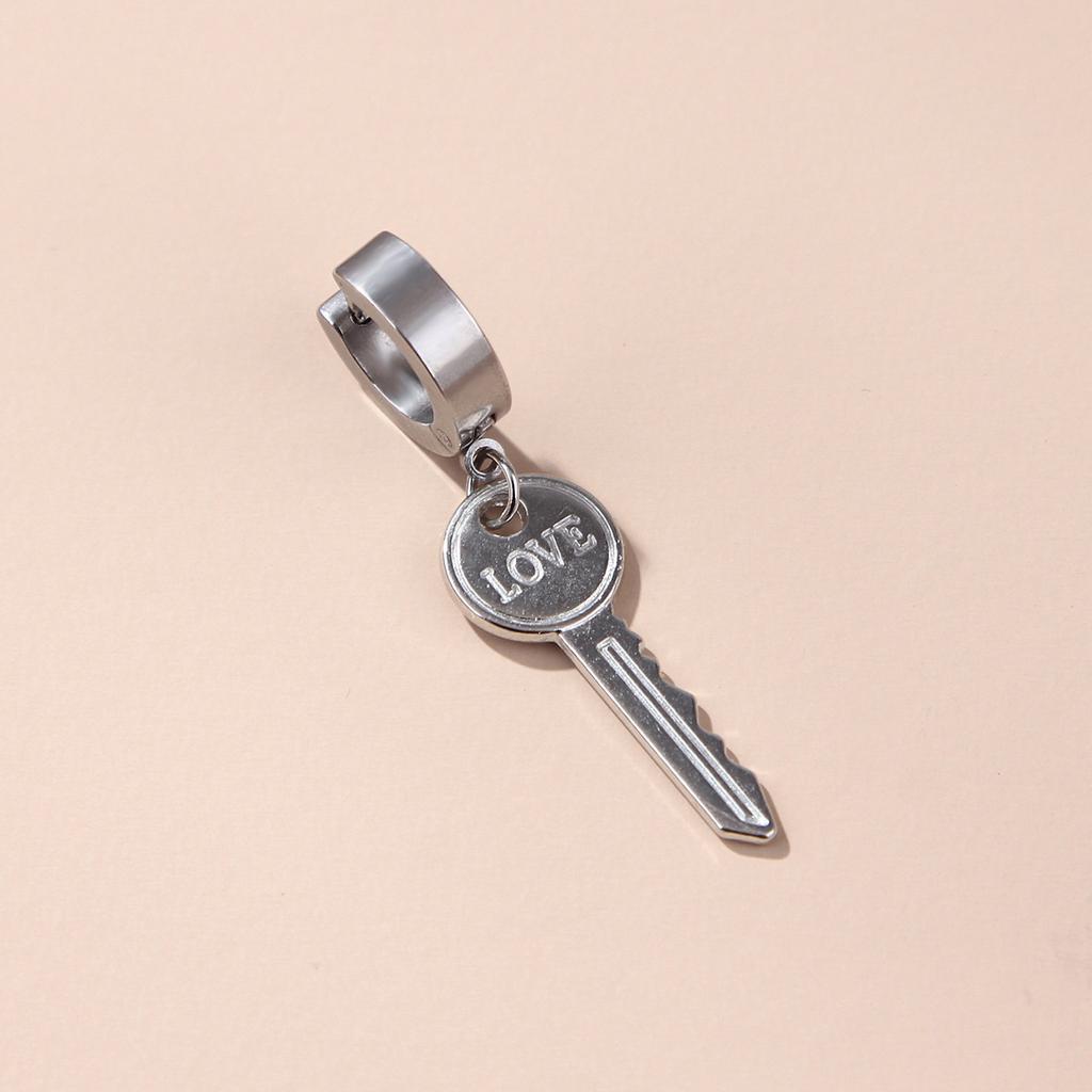 Simple Stainless Steel Hip-Hop Punk Lightning Feather Pendant Earrings Cross Earrings Men and Women Titanium Steel Earrings Ambience Back To School