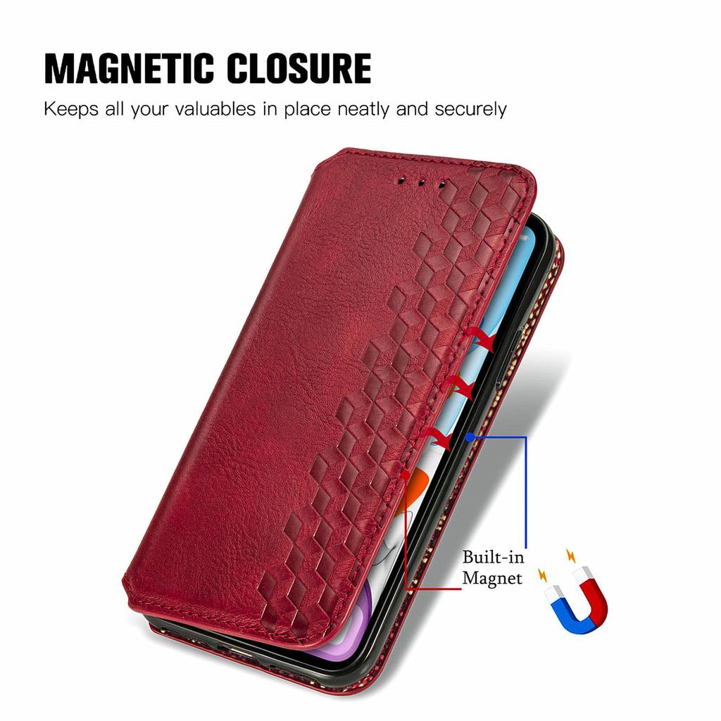 For Samsung Galaxy A55 5G PU Leather Case Rhombus Imprint Wallet Stand Phone Cover