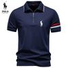 Ralph Lauren New Embroidery Turtleneck Zipper POLO Shirt Business Casual Men's Tencel Short-sleeved POLO Shirt for Men