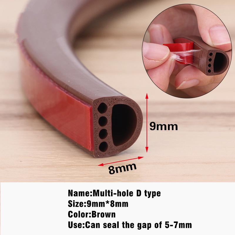 New 6M Silicone Rubber Weather Strip I/E/D Type Seal Strip for Doors Windows Self Adhesive Anti Collision Soundproof Waterproof