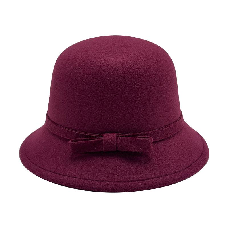 Autumn and Winter Simple Woolen Top Hat Autumn and Winter Dome Elegant Bucket Hat Versatile Senior Sense Retro Basin Hat Women