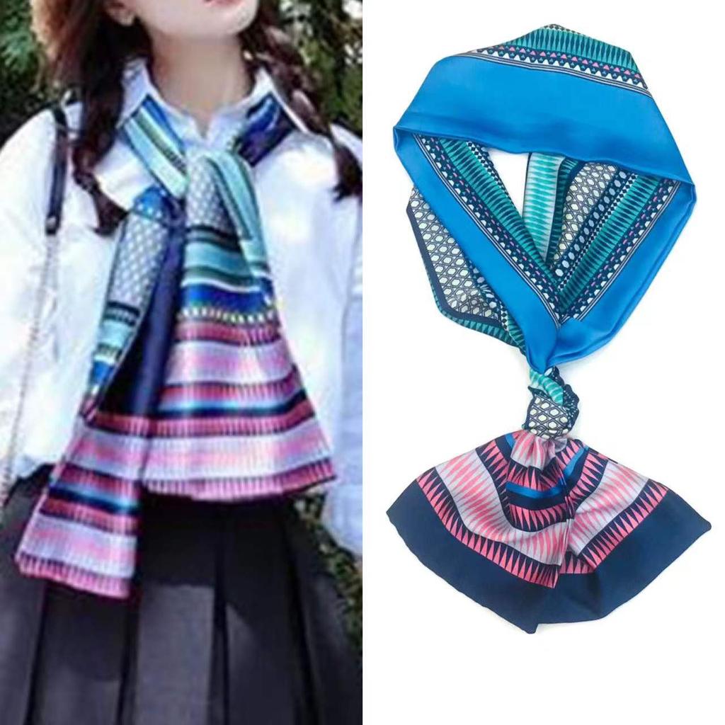 Narrow Silk Scarf, Women'S Streamer, Hair Accessories, Tied Bag, Small Scarf, Printed Headband, Silk Long Silk Scarf.