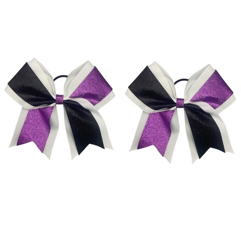 Glitter Cheerleading Bow Hair Tie with Double-Layer Elastic