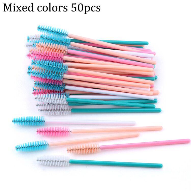 50Pcs Eyelash Extension Disposable Eyebrow Brush Mascara Wand Applicator Spoolers Eye Lashes Cosmetic Brushes Set Makeup Tools