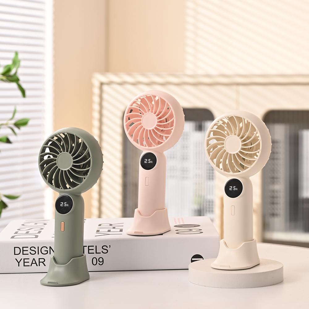 Quiet Foldable USB Rechargeable Portable Cooling Handheld Fan with 1200mAh Brushless Motor English for Outdoor & Car Use