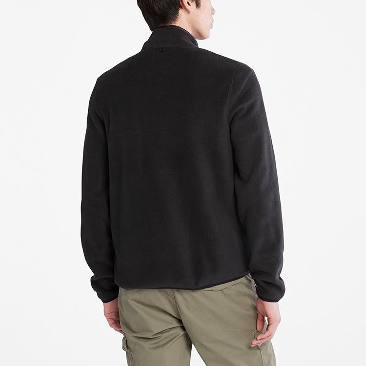 Timberland Solid Color Stand Collar Fleece Jacket Men Jackets Black A69KN-001