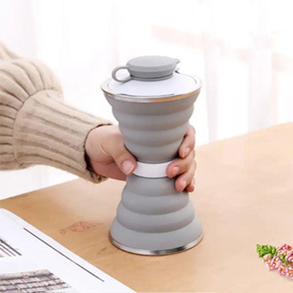 500ml Silicone Foldable Water Bottle Heat Resistant with Hook Camping Collapsible Cup Hangable Leak Proof Drinking Cup Sport