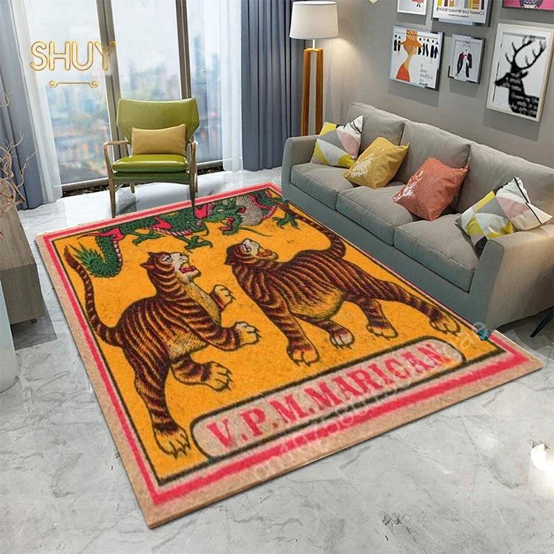 Ancient Egypt Abstract Carpet and Rug for Living Room Mat Colorful Tiger Leopard Figure Bath Non-Slip Bedroom Flannel Home Decor