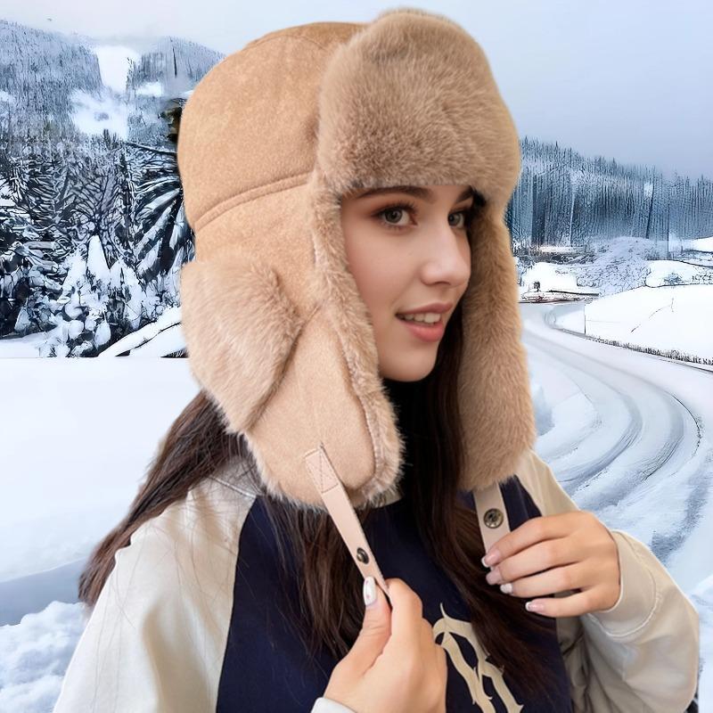 New winter suede women's thickened ear protectors plush cap windshield warm cycling skiing cold hat