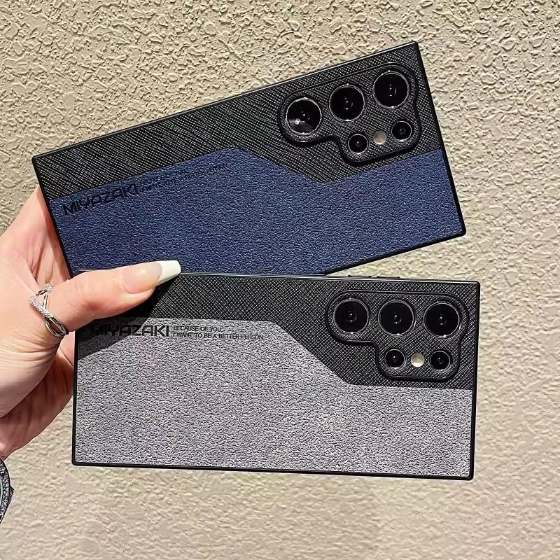 Luxury Double Color Phone Case For Samsung Galaxy S25 S24 S23 S22 S21 Ultra S23 S24 S25 Plus Leather Shockproof Pattern Slim Back Cover