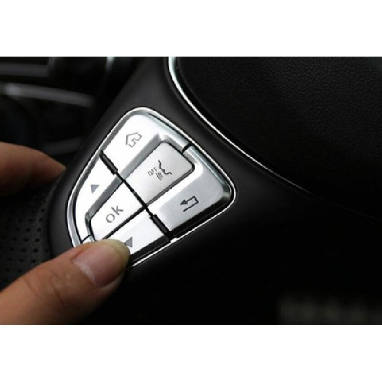 ABS Silver Steering Wheel Button Frame Trim For Benz C-Class W205 2015 2016-2018
