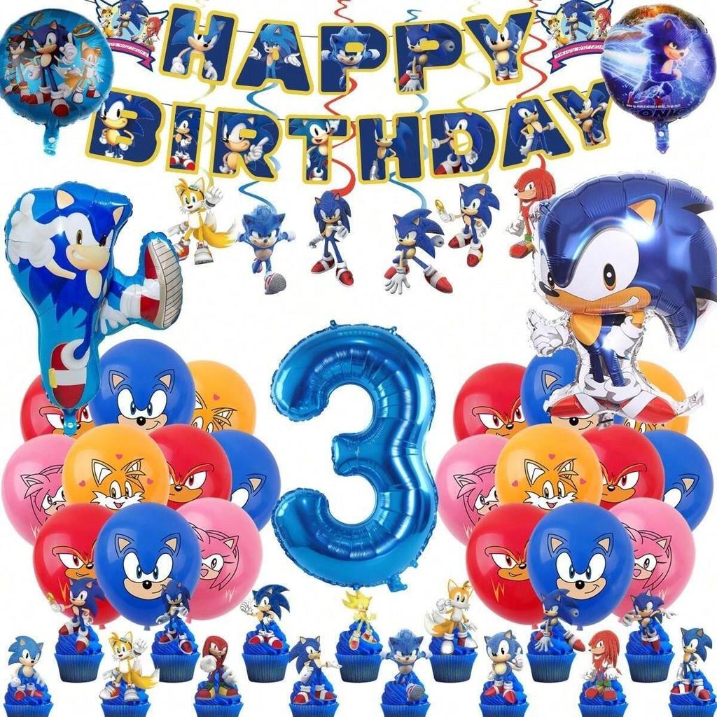 Sonic the Hedgehog-Themed Aluminum Foil Digital Balloon Set—Children's Birthday Party Banner and Decorations