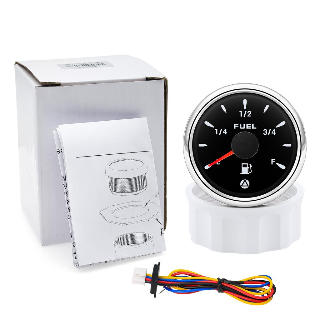 Wasserdicht IP67 52mm Kraftstoffstandsanzeige+Kraftstoffstandssensor 0-90 Ohm 7 Farben LED Öltankanzeige Alarm für Auto Marine Boot
