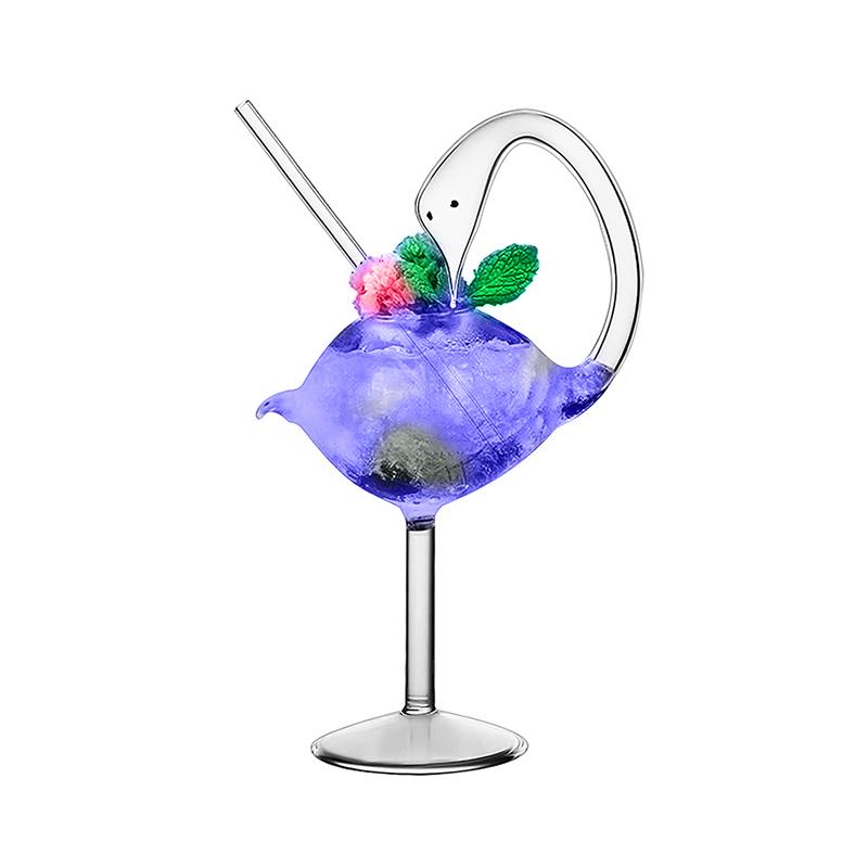 Creative Cocktail Glass - Mushroom/Swan/Heart/Octopus/Fish Design Cocktail Glass, Novelty Drink Cup for KTV Bar Night Party