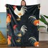 Chicken-Themed Flannel Blanket - Soft, Breathable Polyester with Vibrant Rooster & Hen Design, Perfect for All Seasons,