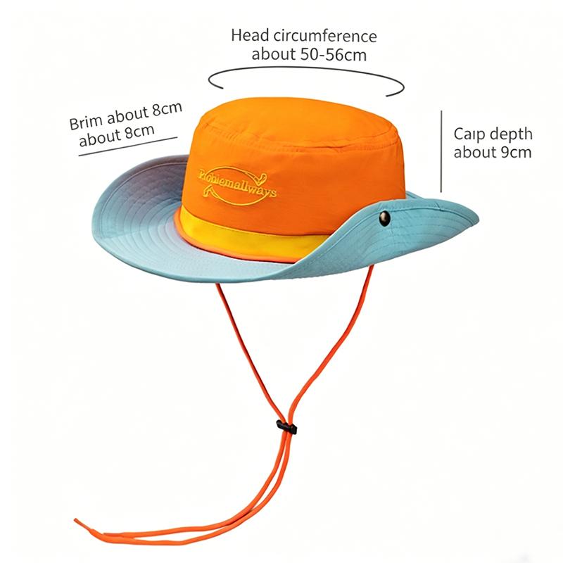 Travel Bucket Hats Casual Big Brim Sun Protection Quick Drying Camping Bucket Hats Retro Adjustable Color Matching Hiking Caps