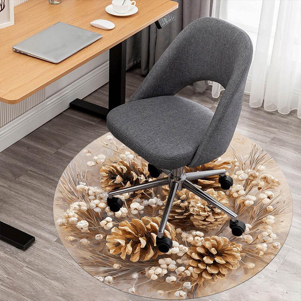 1pc pinecone flower Round Chair mat office Area Rug - Non-Slip, Floor Mat for Office, Bedroom, Ideal home decor gift c0112119