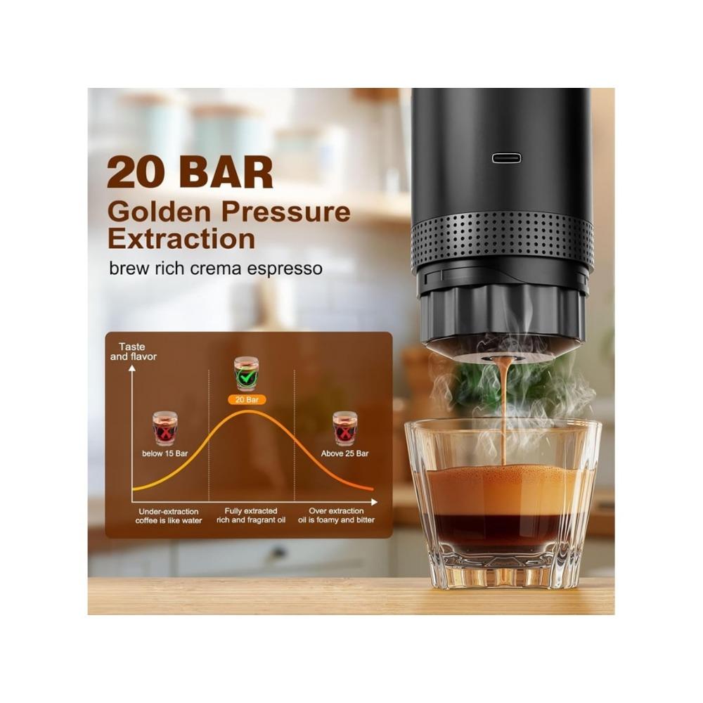Portable Capsule Coffee Machine, Fully Automatic Heated Outdoor Espresso Machine Three-in-one