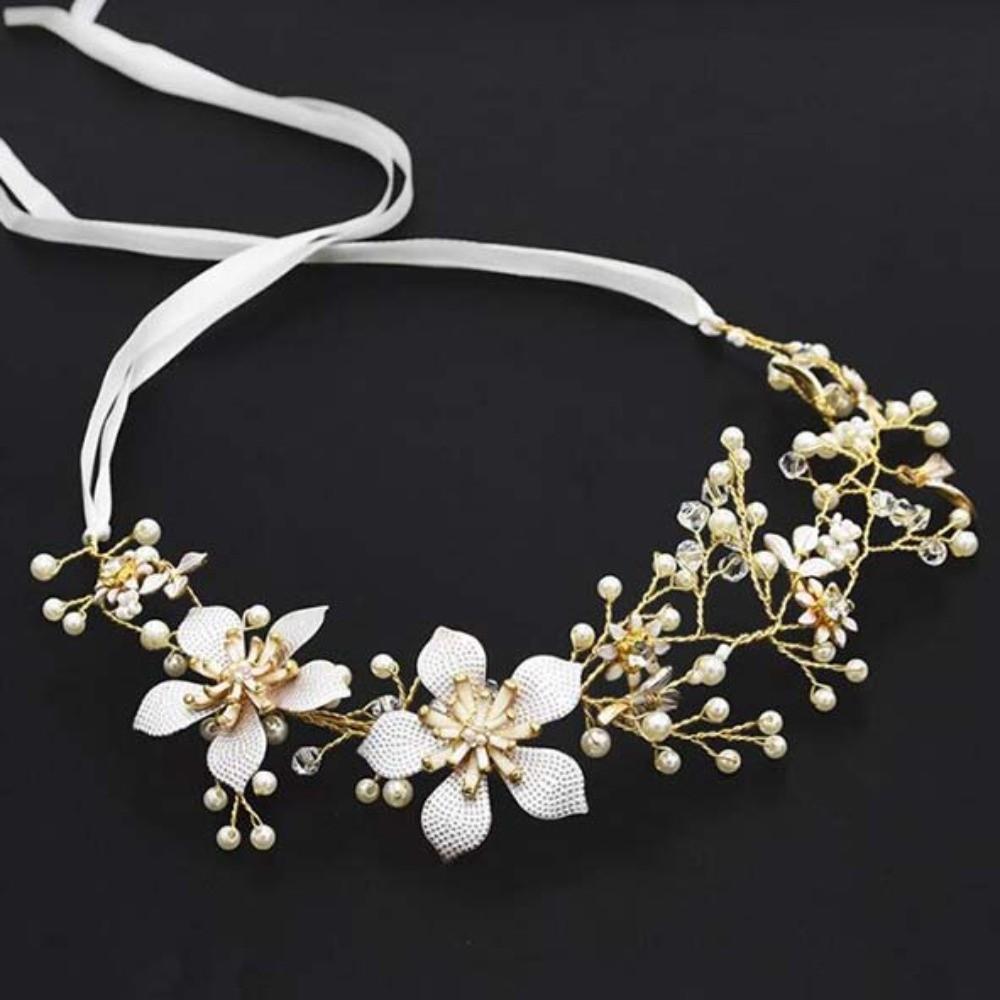 Rhinestone/Pearls Bride Pearls Crown Headband Headdress Crystal Hair Hoop Tiara  Girls Wedding