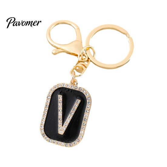 26 Alphabet Charm A-Z Rhinestone Letter Keychain, Zinc Alloy Capital Keyring, Plated for Handbags and Backpacks Decorative Key Accessory