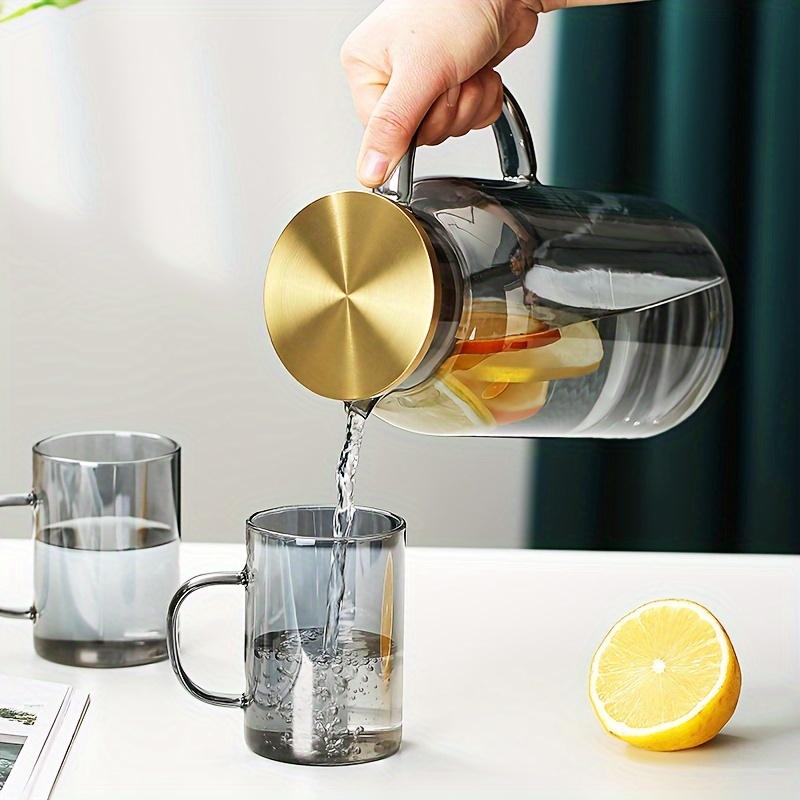 1pc Glass Pitcher With Lid Heat Resistant Heavy Duty Water Pitcher Drink Carafe For Cold Beverges Drinkware