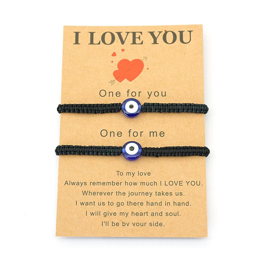 

New 2Pcs Couple Bracelets Set Hamsa Hand Evil Eye Red String Bracelets Matching Relationship Jewelry Valentine Day Accessories