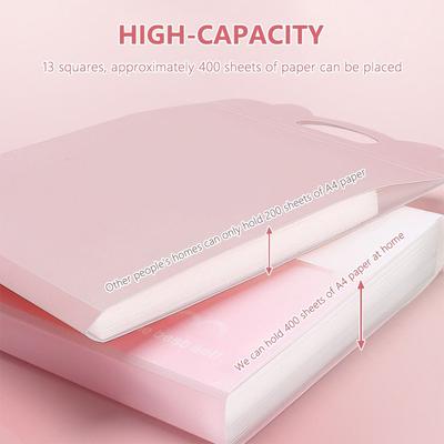 New PP File Folder Large Capacity Portable Test Paper Storage Bag 13-Layer Classified File Organizer Gift