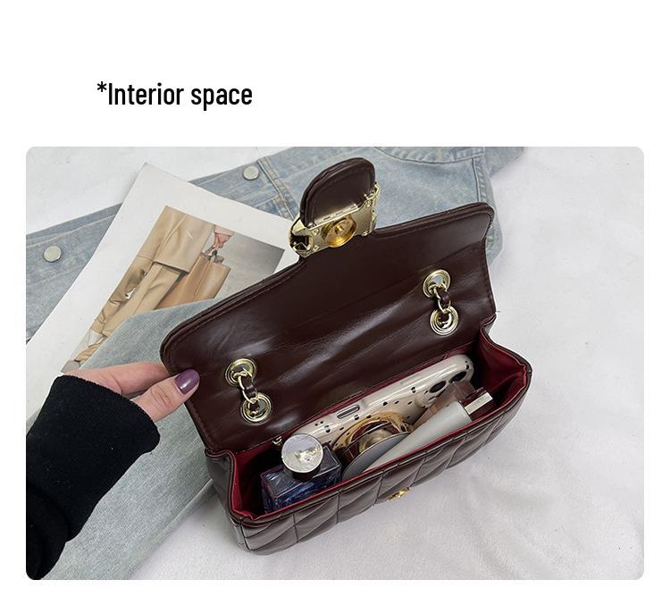 Korean-Style Women's Trendy Single Shoulder Bag - Fashionable, Versatile, Diamond Lattice Chain, Small Fragrance Style for Commuting