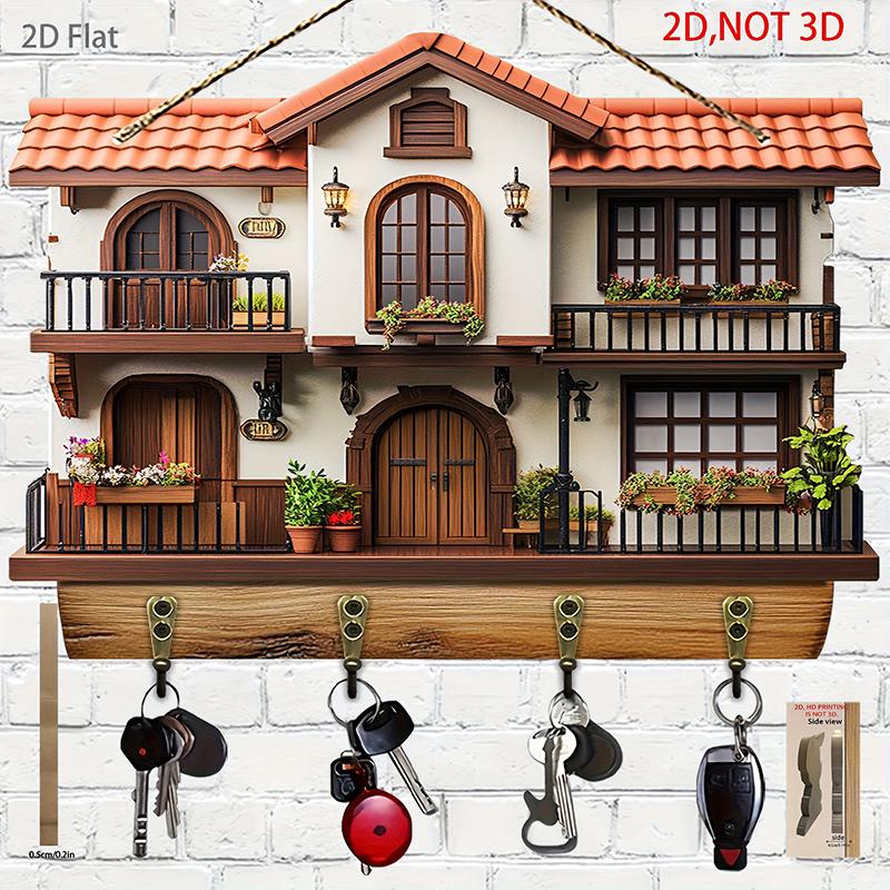 Flat Key Holder Orderliness Wood Space Saving Artistic Cafes Retro Style Home Storage DIY Installation Gift Giving Practicality