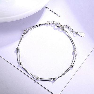 Neue Einfache Perlen Doppel Schicht Mini Transfer Perlen 925 Sterling Silber Schmuck Persönlichkeit Schlange Knochen Kette Armbänder Sb176