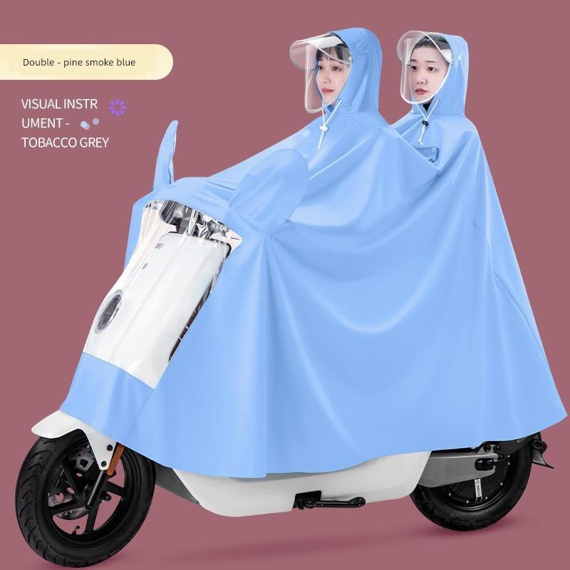 Electric Scooter Raincoat for Adults, Single or Double Rider, Outdoor Riding Motorcycle Rain Poncho with Double Brim, Electric Vehicle Rain Poncho