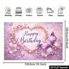 2D Princess Themed Purple Happy Birthday Backdrop Banner Party Decoration