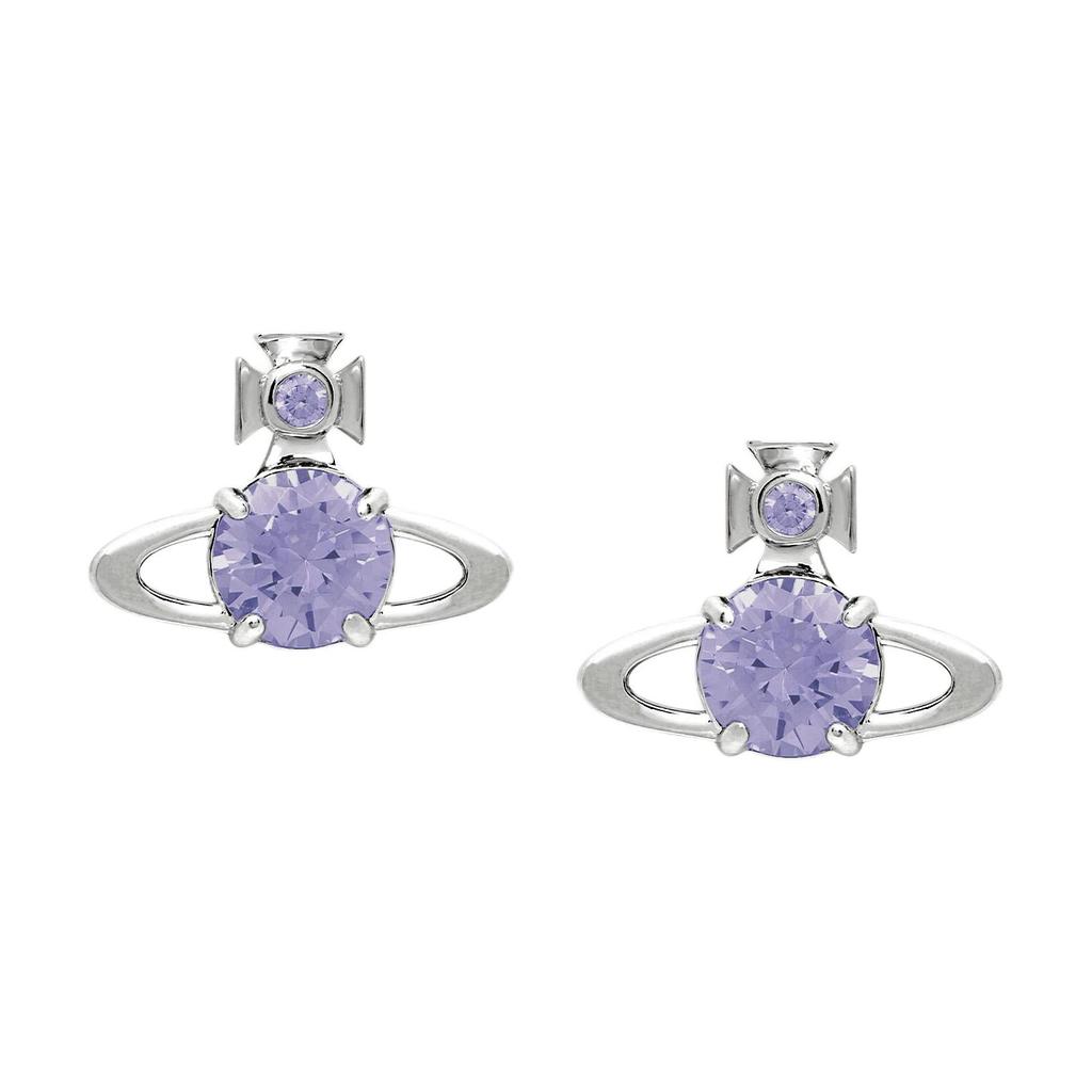 VIVIENNE WESTWOOD Reina Large Saturn Galaxy Orbit Imitation Crystal Earrings Women Earrings Silver Purple 62010376-02P691