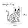 Cute Crystal Cat Brooch, Fashion Animal Pin, Luxury Dress Accessory Gift