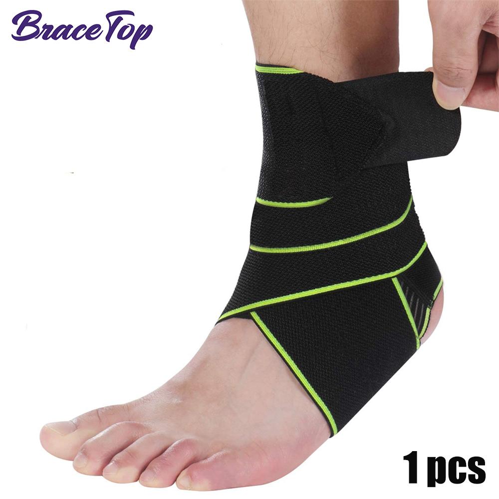 Bracetop 1 Pc Ankle Support Adjustable Ankle Brace Breathable Nylon Material Super Elastic And Comfortable Perfect For Sports