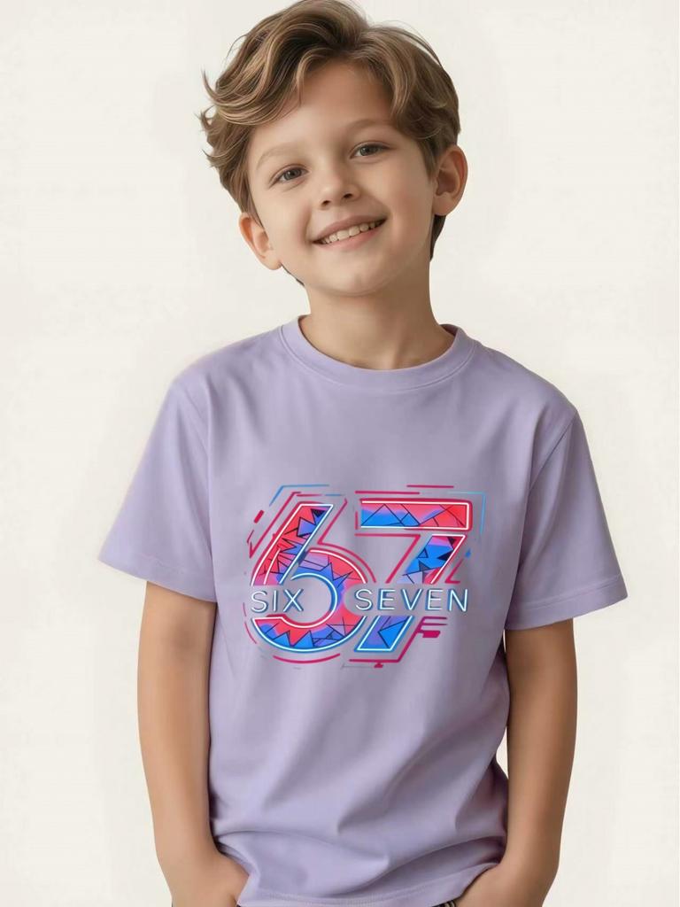 Technologically Colorful Children's T-shirts with Creative Printing Boys' Trendy Short-sleeves