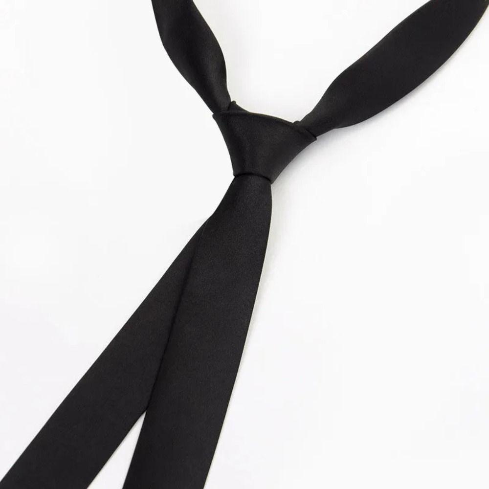 Fashion Elegant Black Neck Tie Classic Skinny Narrow Necktie New Satin Super Slim Tie