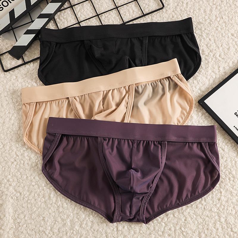 Male Summer Sexy Ice Silk Sports High Cross Triangle Briefs