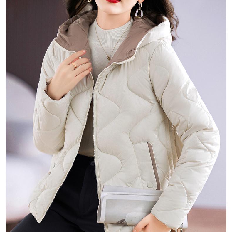 Baumwolle Damen Kurzstil Neue Schlanke und Leichte Kapuzenjacke für Damen