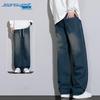 JEANSWEST Men's American Retro Loose Wide-Leg Jeans