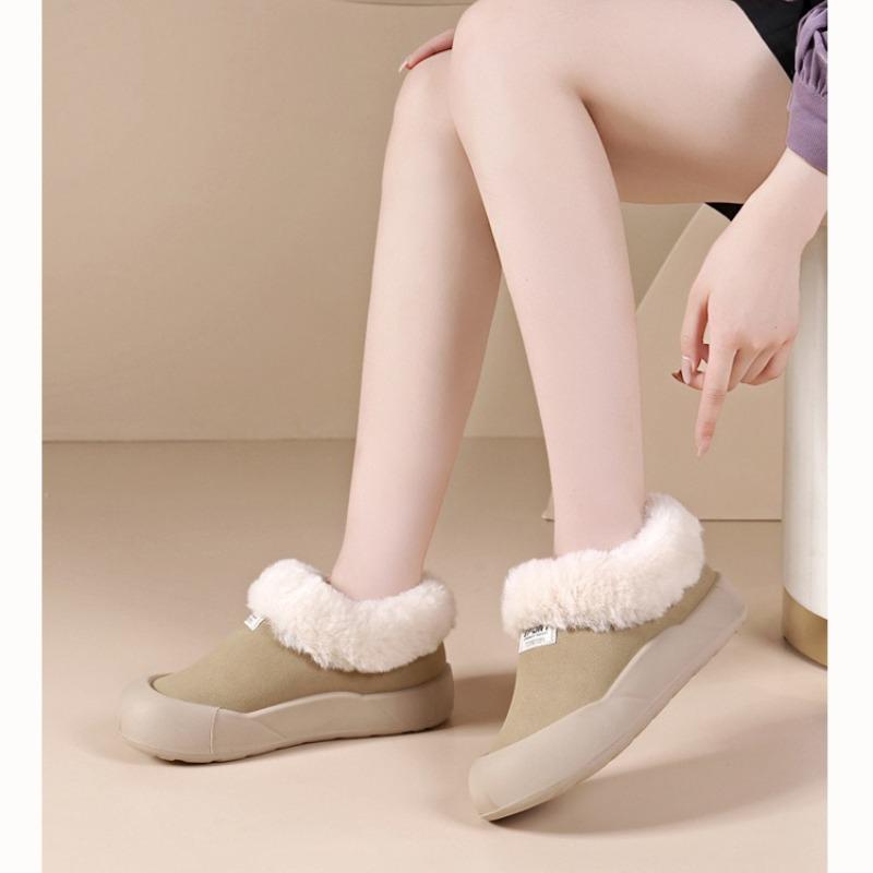 Korean-Style Women's Winter Boots with Fleece Lining Thickened Cotton-Lined Boots Warm Flat-Soled Soft-Sole Casual Women's Cotton Shoes