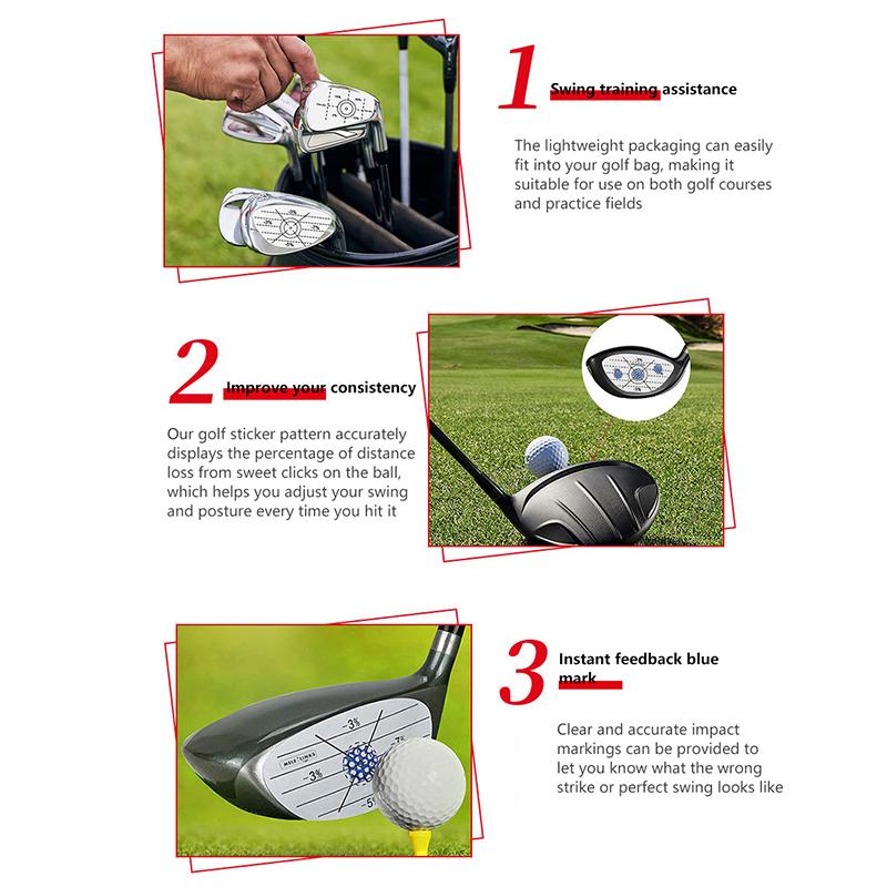 10 Stück Golfschläger-Schlagflächen-Aufkleber Schwungtrainingshilfe Etiketten für Driver Eisen Putter Übungsschlagband zur Korrektur der Schlagausrichtung Werkzeug