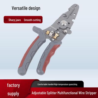 Adjustable Multifunctional Wire Stripper & Cutter with Crimping Pliers and Bent Handle