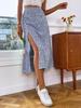 2025 Autumn Floral Print Slit A-Line Mid-Waist Long Skirt