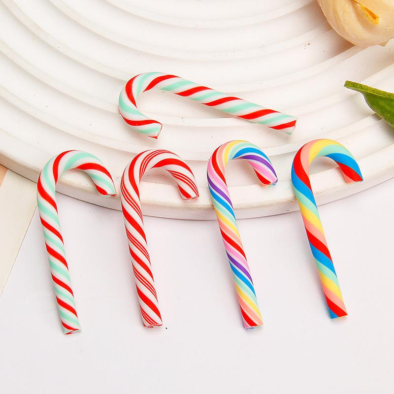 50-10Pcs Mini Candy Cane Christmas Decoration Red White Resin Candy DIY Crafts  Xmas Pendant Navidad Decor  New